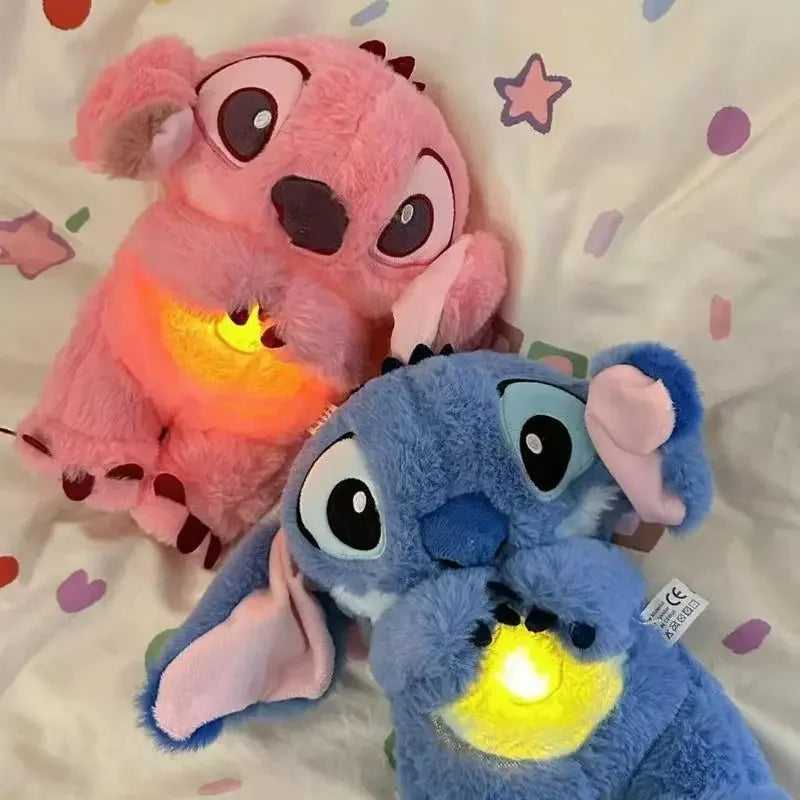 Hot Stitch Baby Sleeping Companion Sound Soothing Musical Plush Toy With Air Bag And Light Doll Breathing Toys Gifts Kawaii Toys
