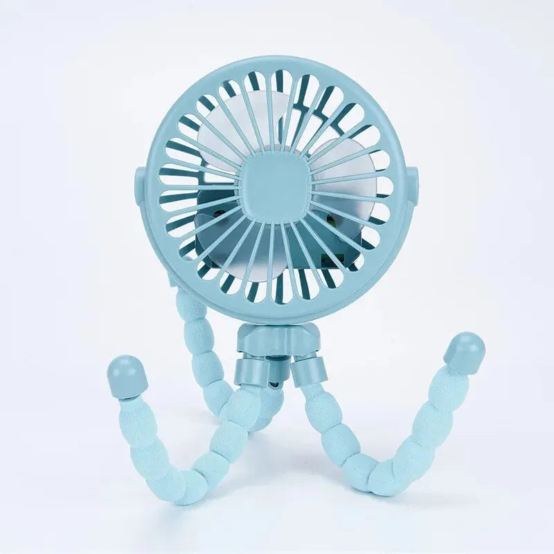 Mini Octopus Fan Baby Stroller Fan Hand Held USB Charging Bladeless Small Folding Fans Mini Silent Table Outdoor Cooler