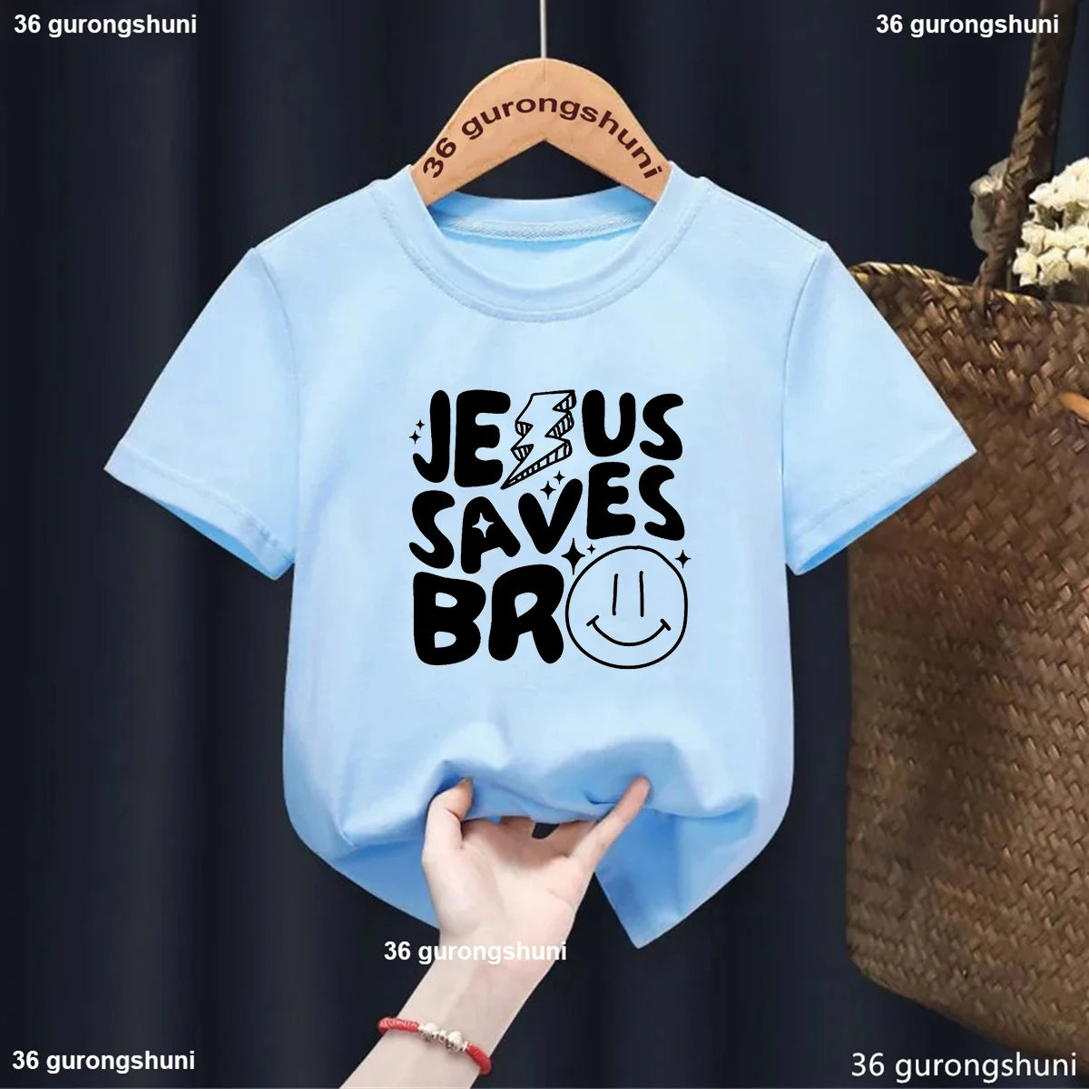 Newly Jesus Loves Me Printing Boys Girls T Shirt Fashion O-Neck Kids Short Sleeve Tees Cute Children Blue Toddler Tshirt Tops
