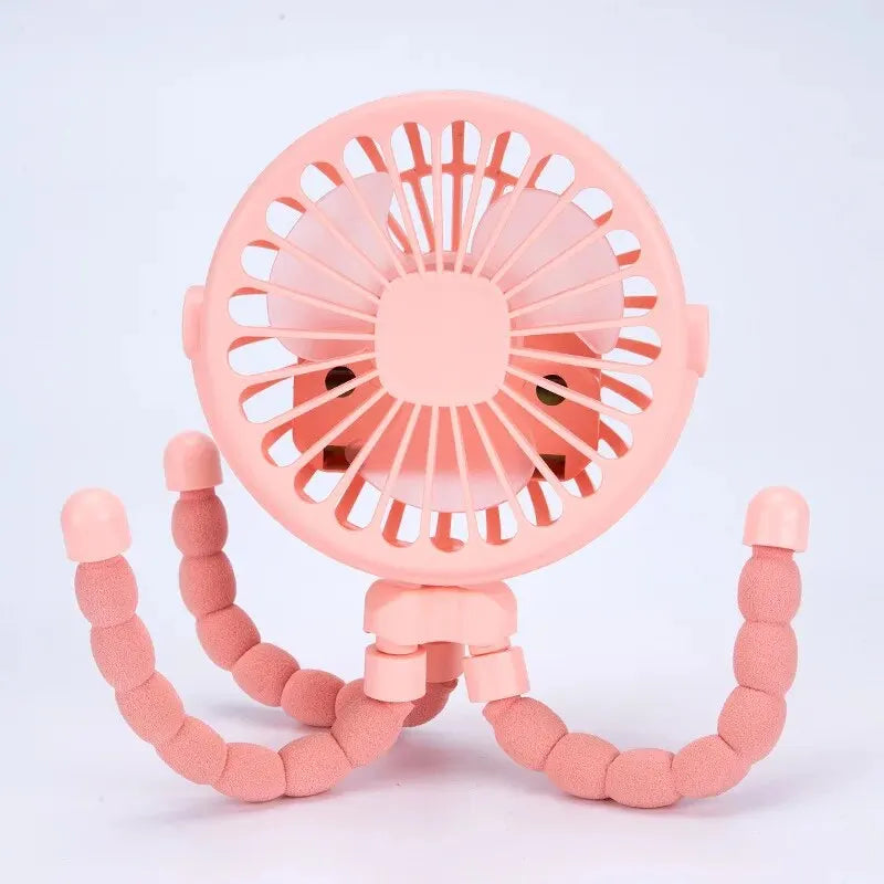 Mini Octopus Fan Baby Stroller Fan Hand Held USB Charging Bladeless Small Folding Fans Mini Silent Table Outdoor Cooler